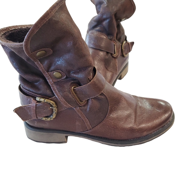 Bare Traps  Shakira Brown Mid Calf Leather Fur Lined Boots Size 8 - Picture 15 of 16